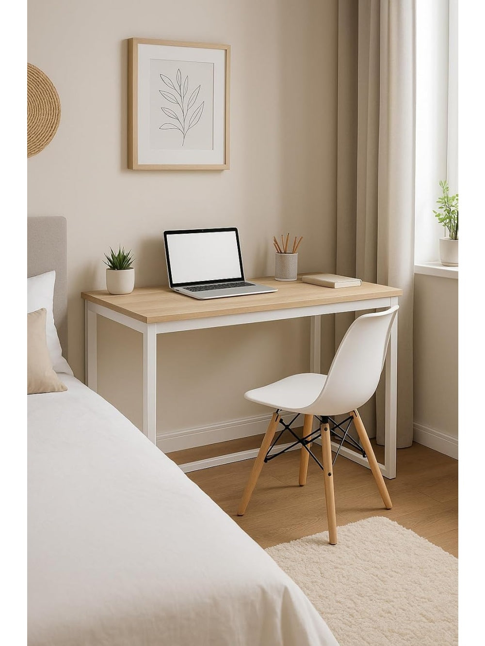 Mesa de Escritorio de 120 cm con Estructura Metalica para Oficina y