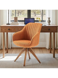 Silla de comedor giratoria con patas de madera reposabrazos y diseno adaptable para hogar u
