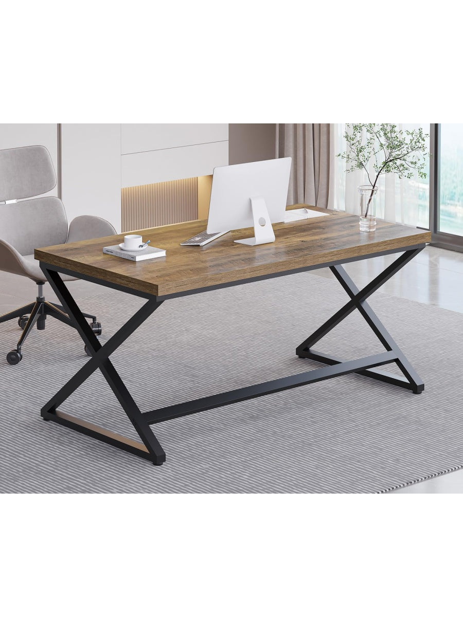 Escritorio Moderno de Madera y Metal para Ordenador, Juegos y Zona de