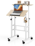 Escritorio Elevable con Ruedas, Superficie Inclinable y Altura Regulable para