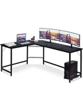 Escritorio gaming en forma de L con soporte integrado para ordenador y estacion de trabajo
