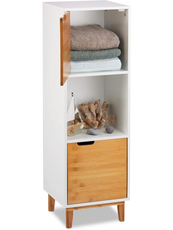 Libreria con Puerta de Estilo Nordico Fabricada en MDF y Bambu Color