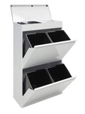 Cubo de Reciclaje de Acero con Cuatro Compartimentos y Cajon Superior