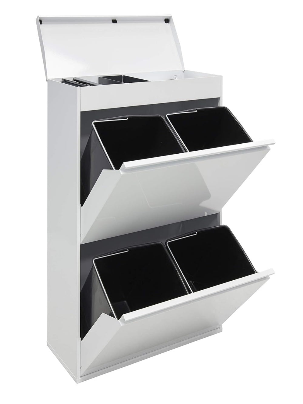 Cubo de Reciclaje de Acero con Cuatro Compartimentos y Cajon Superior