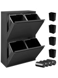 Cubo de reciclaje de acero para cocina con cuatro compartimentos
